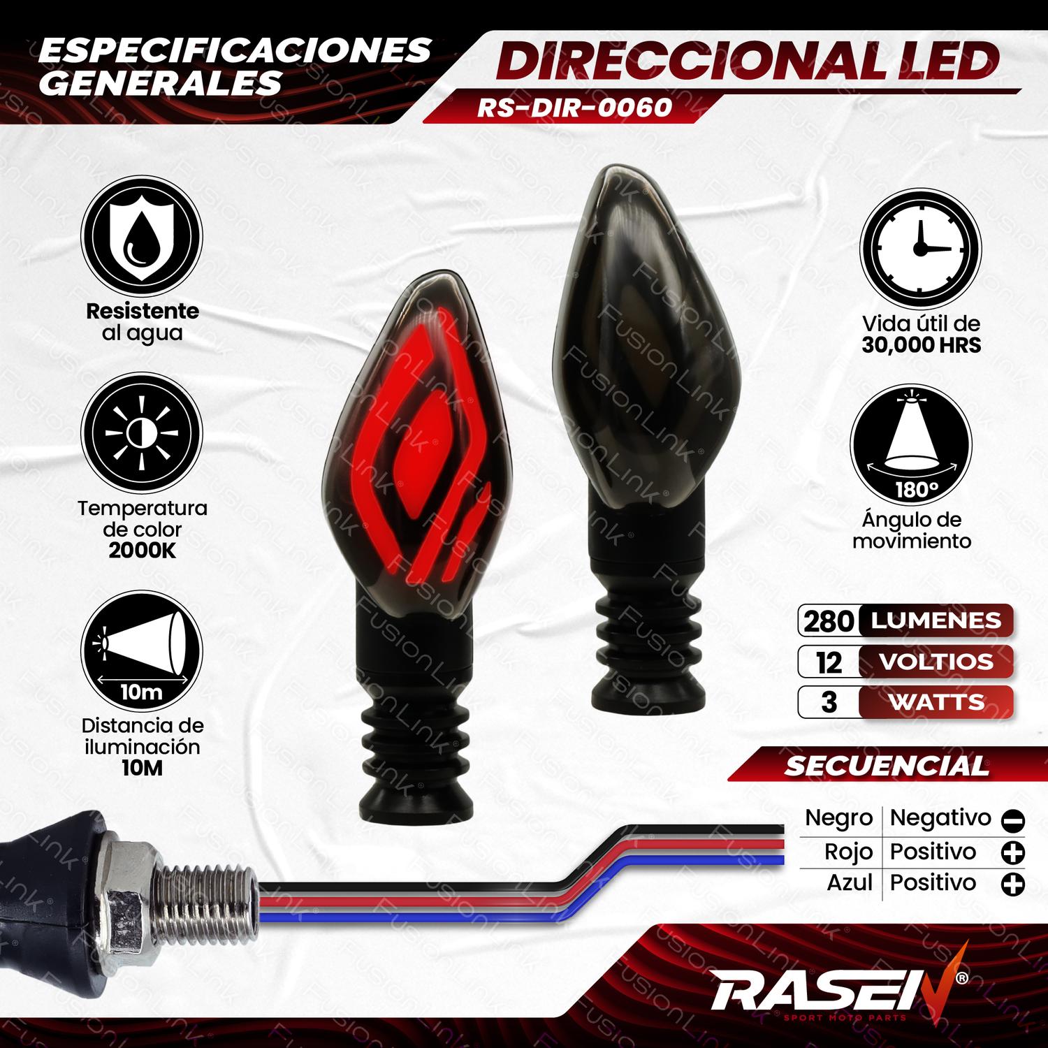 DIRECCIONAL LED SECUENCIAL Para Moto Rasen TIPO OJO UNIVERSAL