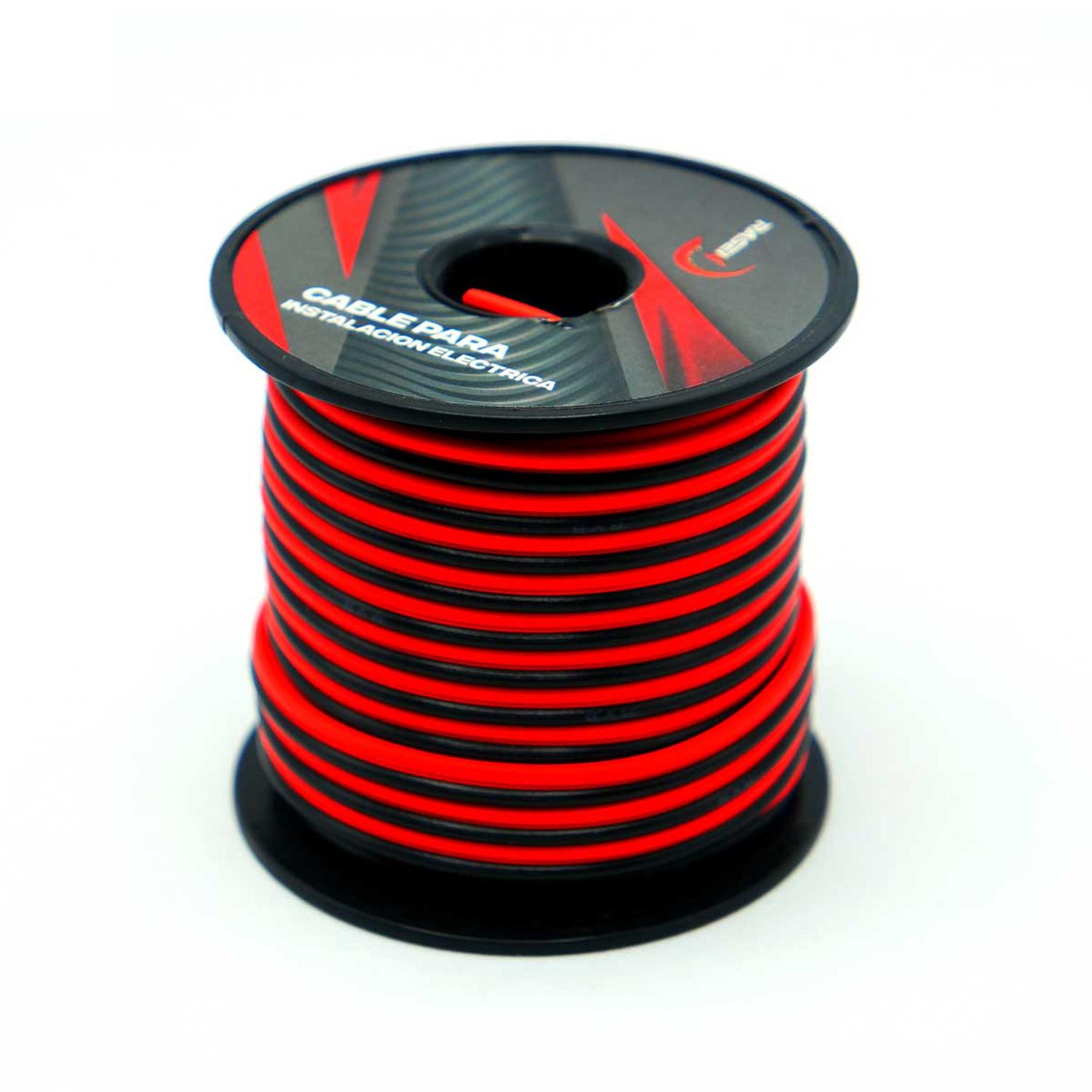 10 CABLE DOBLE COLOR NEGRO-ROJO PARA INSTALACION ELECTRICA UNIVERSAL ROLLO/15MTS