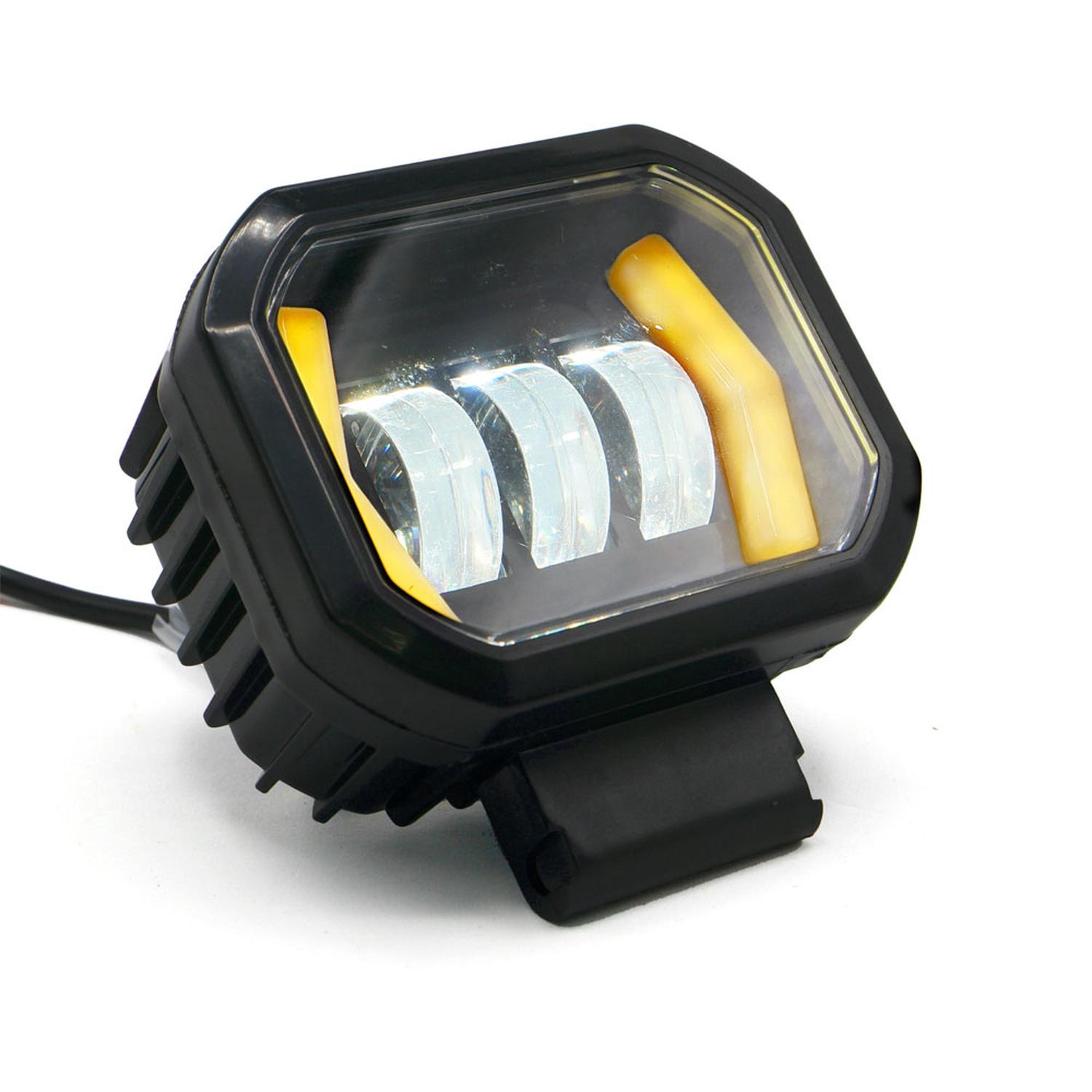 FARO AUXILIAR LED CON LUPA CON 3 LED CON OJO DE ANGEL CON LUZ BLANCA FIJA Y ESTROBO PARA MOTOCICLETA