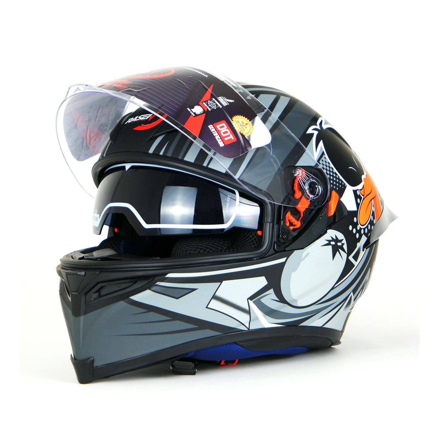 Casco para moto Rasen cerrado Gris de fibra de vidrio DOT