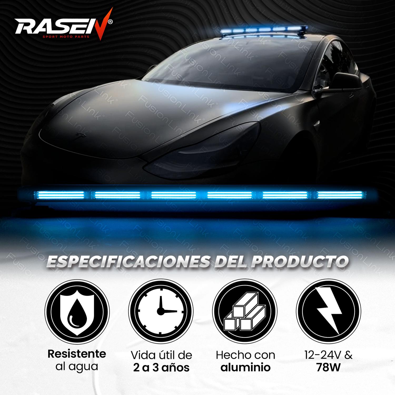 Barra Torreta Estrobo Rasen Leds Con Base Magnética 95cm