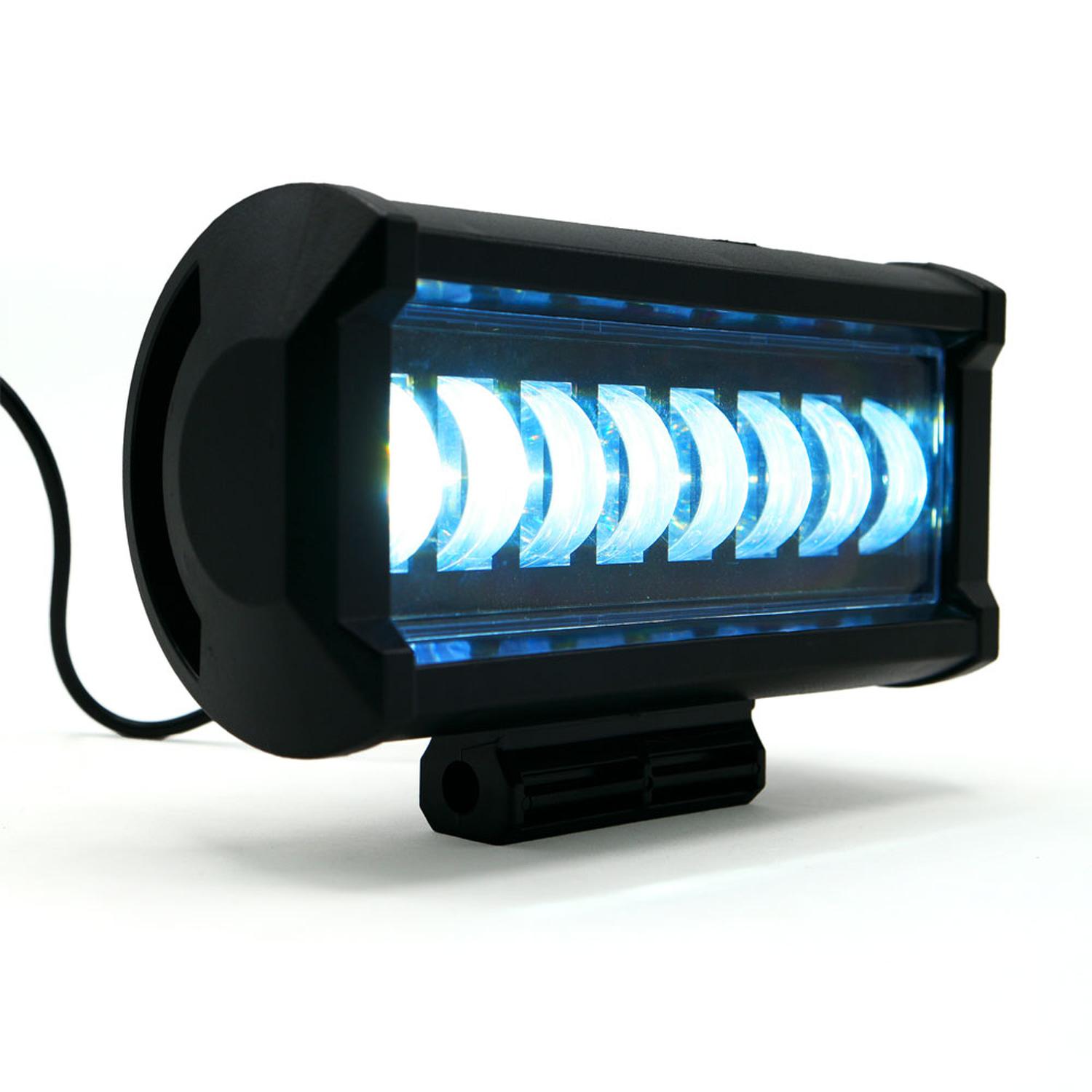 BARRA RECTANGULAR 8 LED CON LUPA PARA MOTOCICLETA