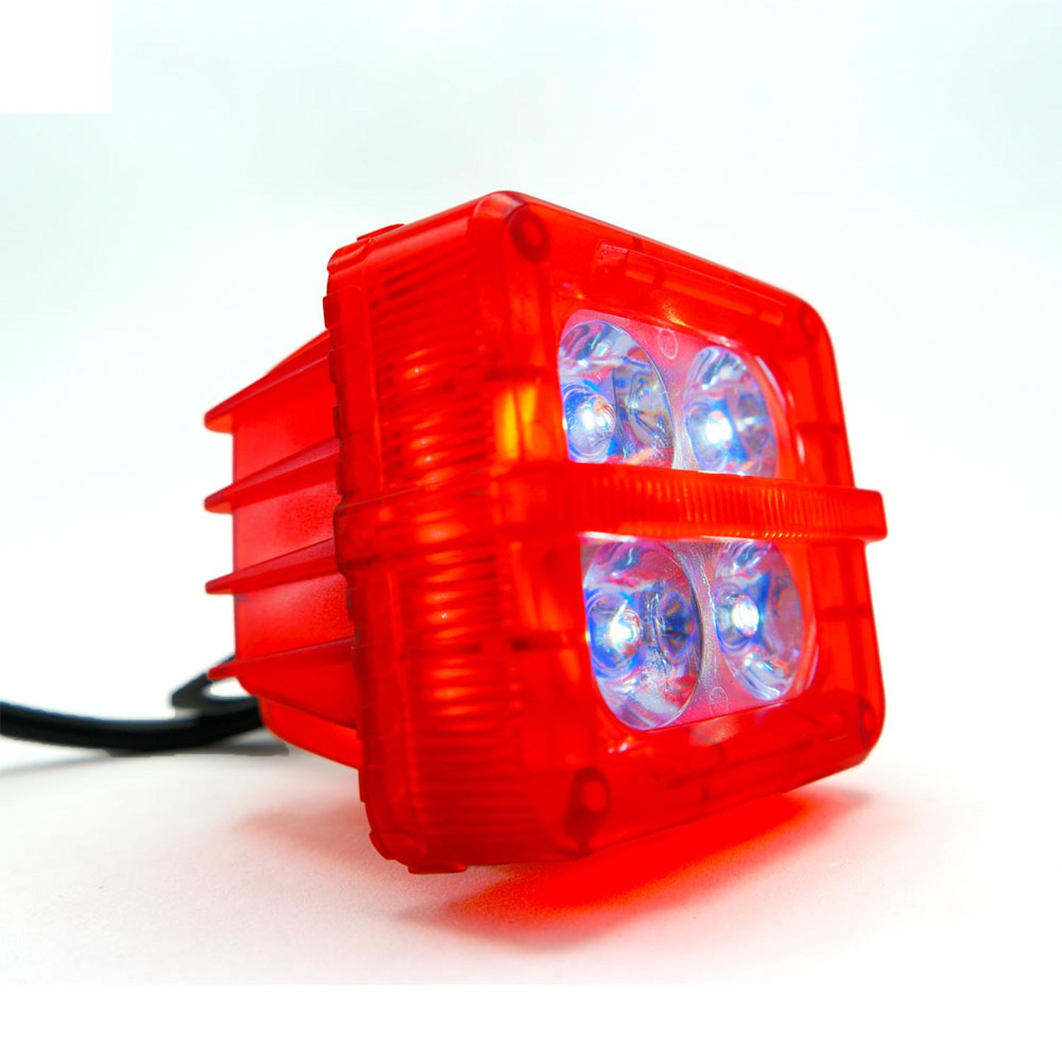 FARO AUXILIAR CUADRADO 4 LED BLANCO CONTORNO RGB PARA MOTOCICLETA