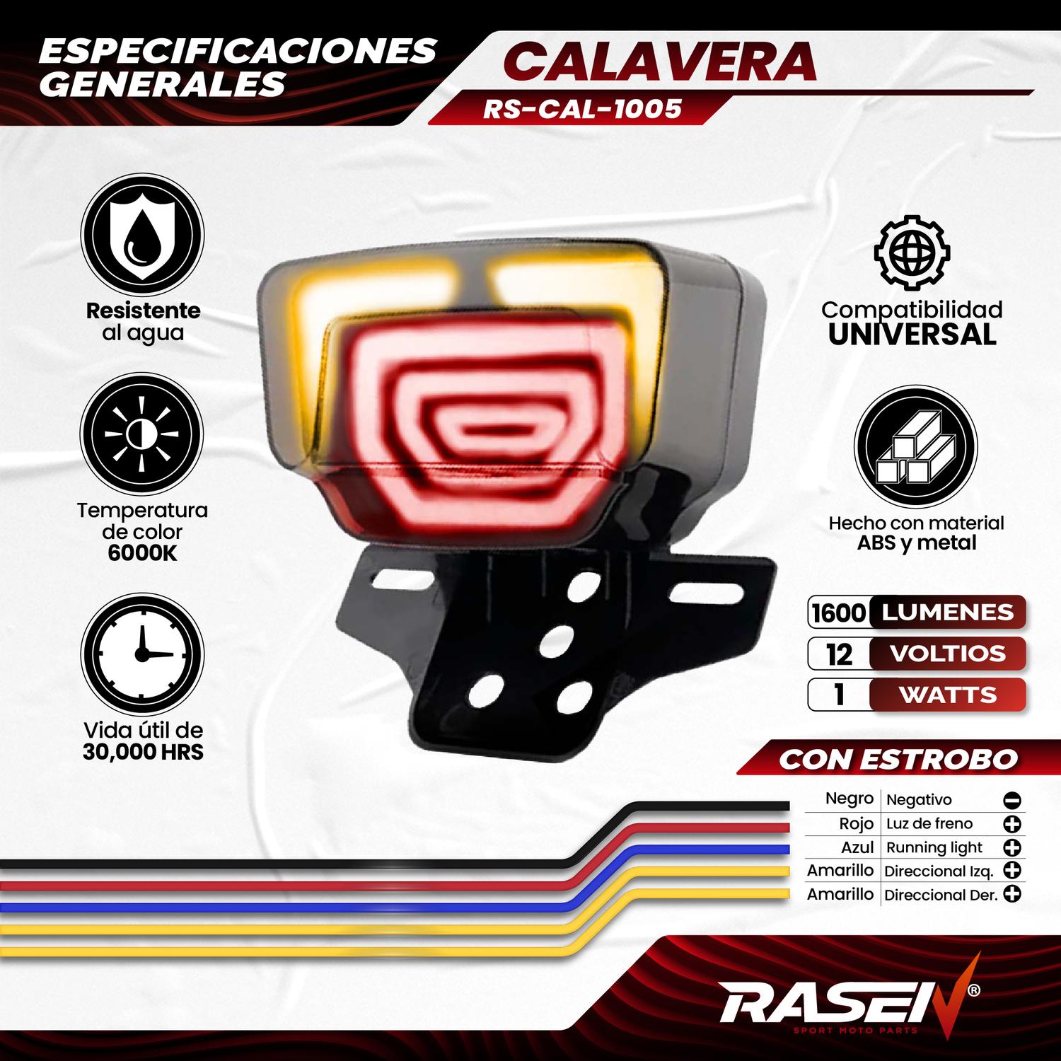 CALAVERA LED DECORATIVA PARA MOTOCICLETA