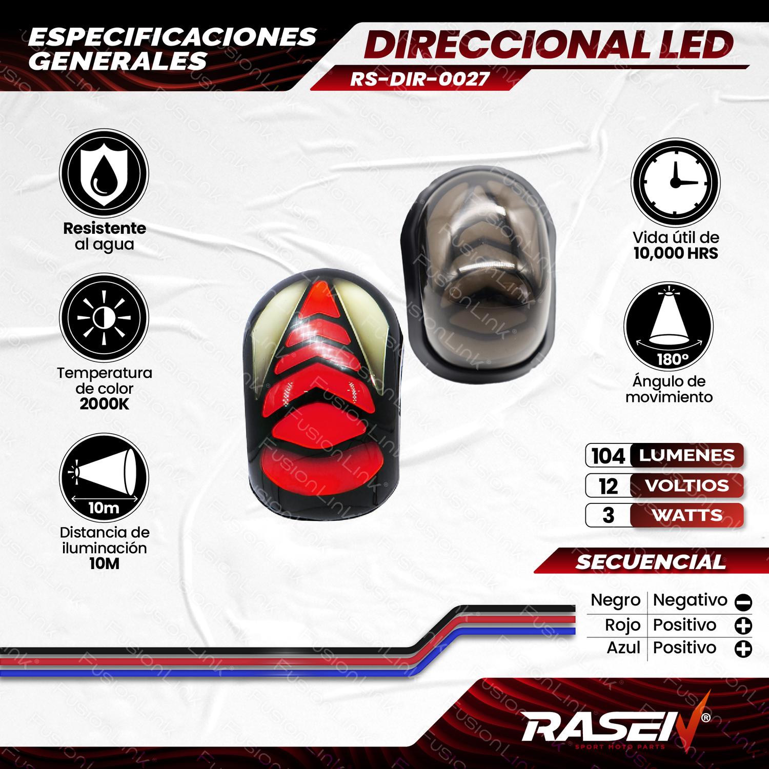 DIRECCIONAL LED SECUENCIAL TIPO SERPIENTE UNIVERSAL PARA MOTOCICLETA