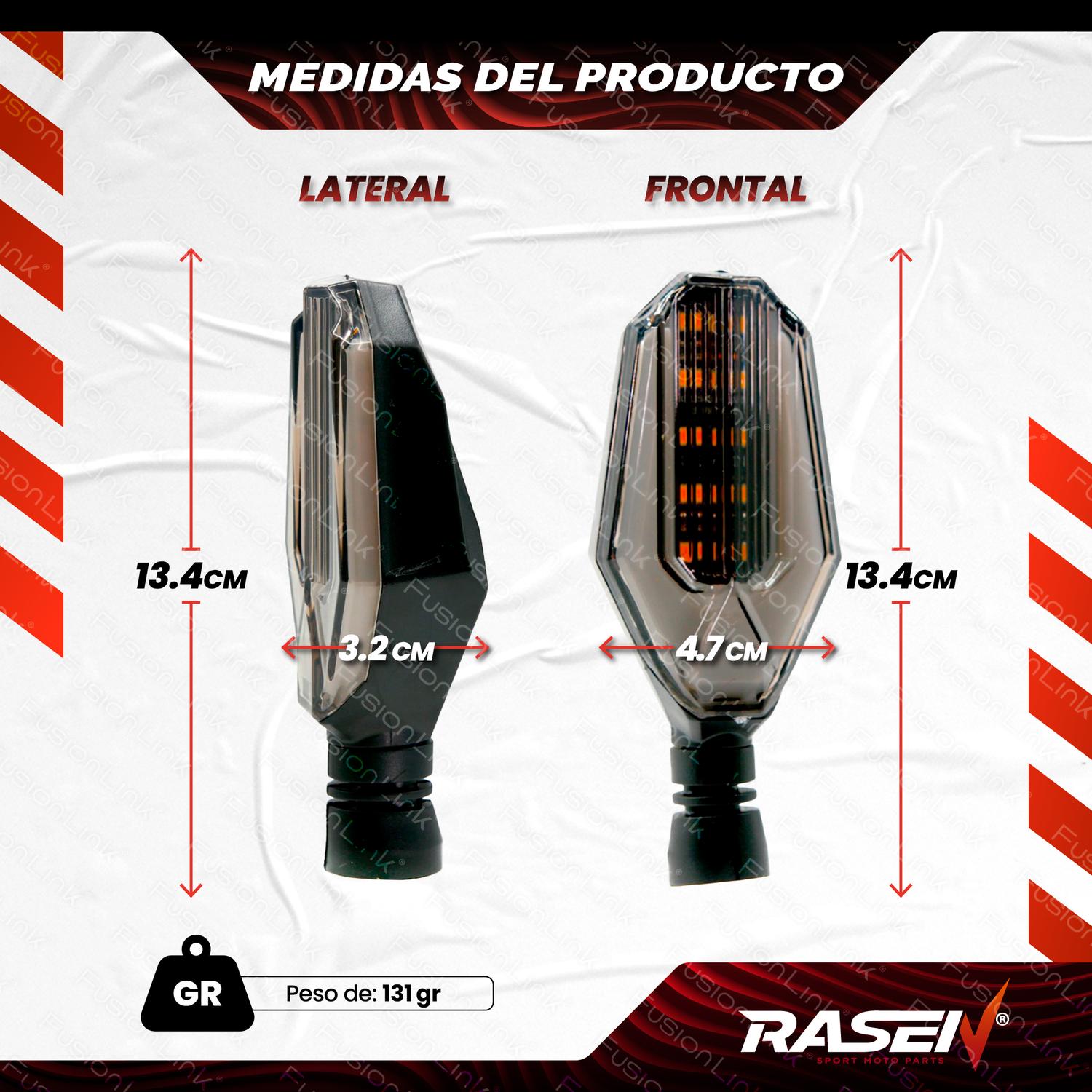 DIRECCIONAL LED SECUENCIAL TIPO CAPARAZON UNIVERSAL PARA MOTOCICLETA