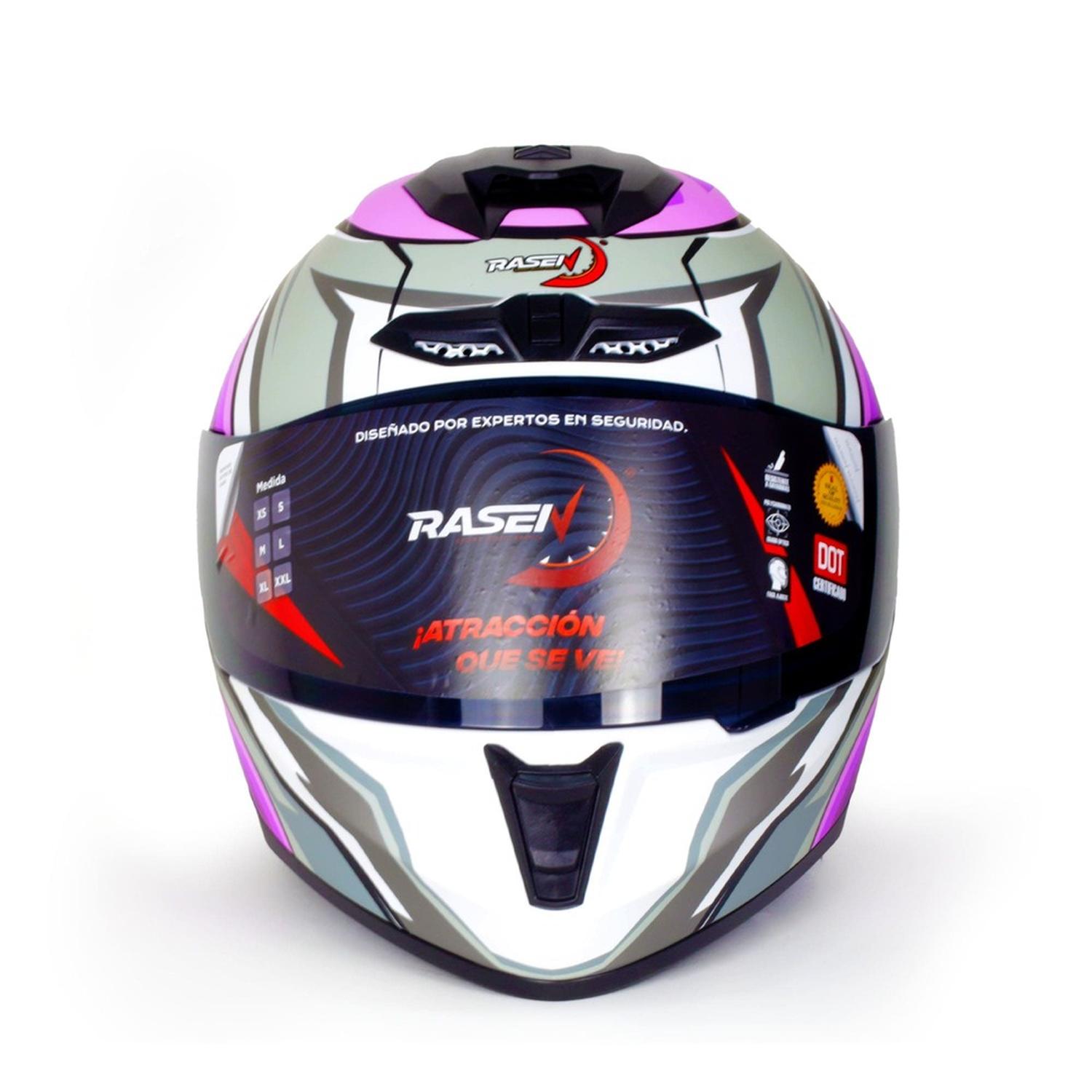 CASCO CERRADO MORADO CON GRIS Y BLANCO PARA MOTOCICLETA